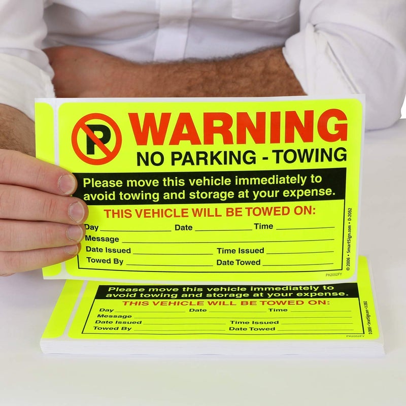 SmartSign Please Move This Vehicle to Avoid Towing Pack of 50 Parking Violation Stickers | 5" x 8" - Image 2